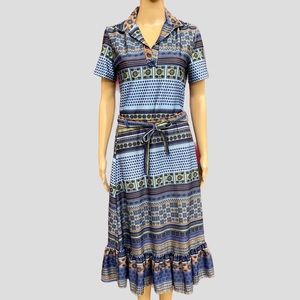 Vintage 1970’s Floral Paisley Skirt and Top Set with Matching Belt Size 9/10